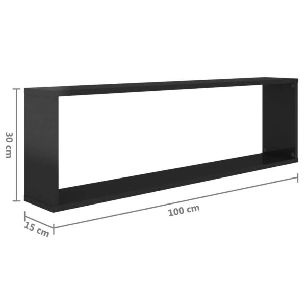 Wall Cube Shelves 6 pcs – 100x15x30 cm, High Gloss Grey