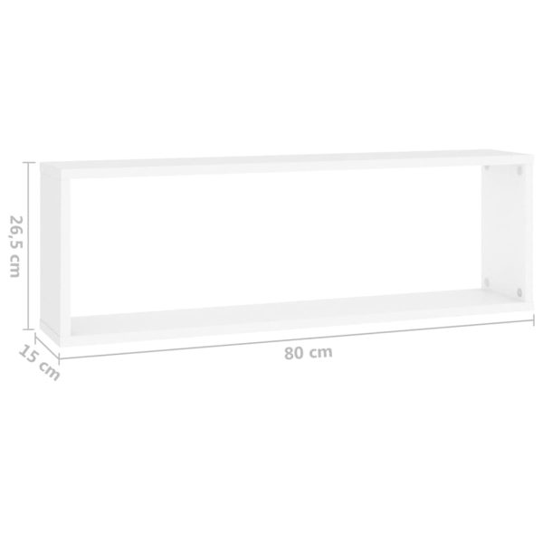 Wall Cube Shelves 2 pcs – 80x15x26.5 cm, White