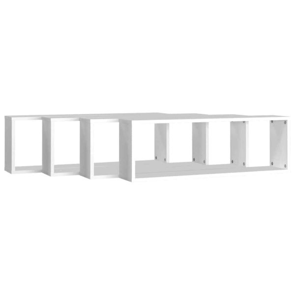 Wall Cube Shelves 4 pcs – 80x15x26.5 cm, White