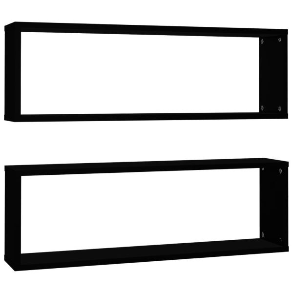 Wall Cube Shelves 2 pcs – 80x15x26.5 cm, Black
