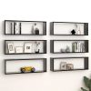 Wall Cube Shelves 6 pcs – 80x15x26.5 cm, Black