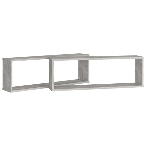 Wall Cube Shelves 2 pcs – 80x15x26.5 cm, Concrete Grey