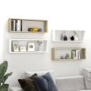 Wall Cube Shelves 4 pcs – 80x15x26.5 cm, White and Sonoma Oak