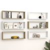 Wall Cube Shelves 6 pcs – 80x15x26.5 cm, White and Sonoma Oak