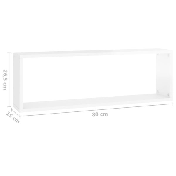 Wall Cube Shelves 6 pcs – 80x15x26.5 cm, High Gloss White
