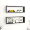Wall Cube Shelves 2 pcs – 80x15x26.5 cm, High Gloss Grey
