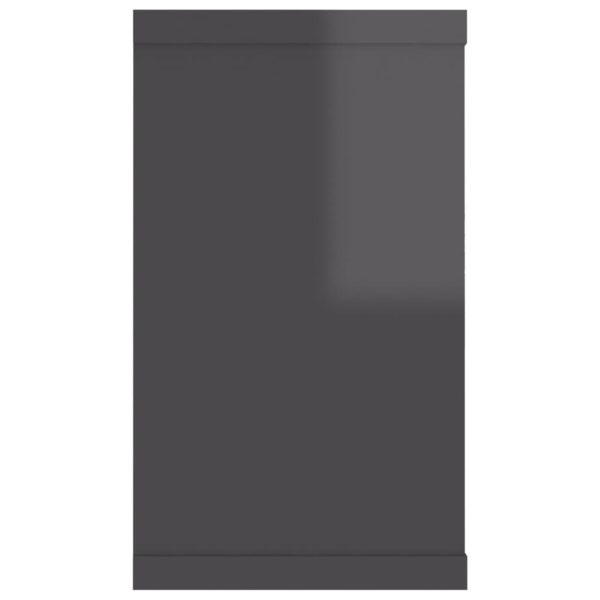 Wall Cube Shelves 2 pcs – 80x15x26.5 cm, High Gloss Grey