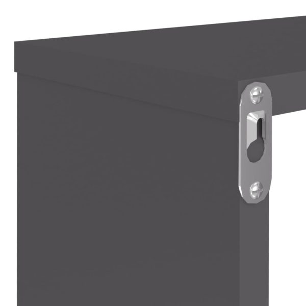 Wall Cube Shelves 4 pcs – 80x15x26.5 cm, High Gloss Grey