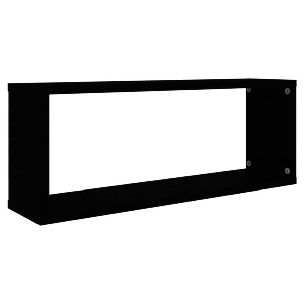 Wall Cube Shelves 2 pcs – 60x15x23 cm, Black