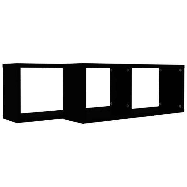 Wall Cube Shelves 2 pcs – 60x15x23 cm, Black