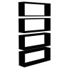 Wall Cube Shelves 4 pcs – 60x15x23 cm, Black