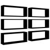 Wall Cube Shelves 6 pcs – 60x15x23 cm, Black