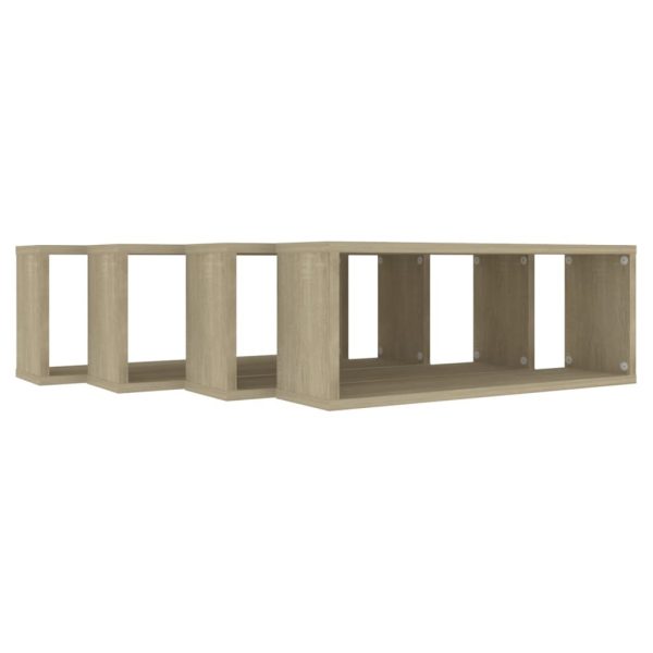 Wall Cube Shelves 4 pcs – 60x15x23 cm, Sonoma oak