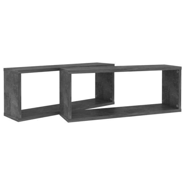 Wall Cube Shelves 2 pcs – 60x15x23 cm, Concrete Grey