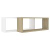 Wall Cube Shelves 2 pcs – 60x15x23 cm, White and Sonoma Oak