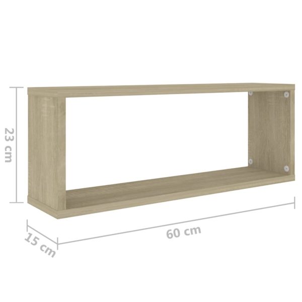 Wall Cube Shelves 4 pcs – 60x15x23 cm, White and Sonoma Oak