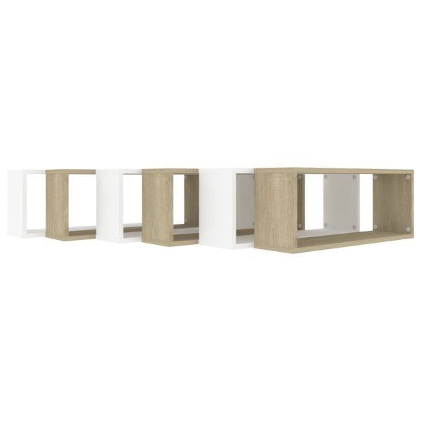 Wall Cube Shelves 6 pcs – 60x15x23 cm, White and Sonoma Oak