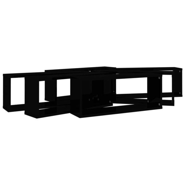 Wall Cube Shelves 6 pcs – 60x15x23 cm, High Gloss Black