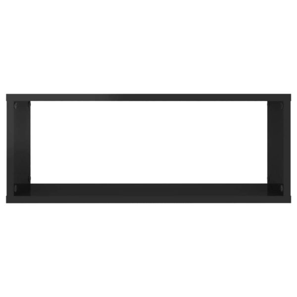 Wall Cube Shelves 2 pcs – 60x15x23 cm, High Gloss Grey