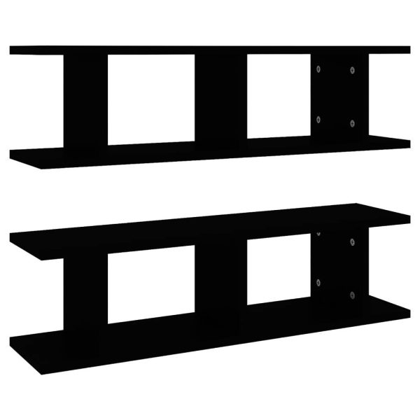 Wall Shelves 2 pcs Engineered Wood – 78x18x20 cm, Black