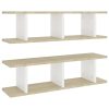 Wall Shelves 2 pcs Engineered Wood – 78x18x20 cm, White and Sonoma Oak