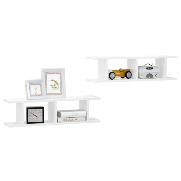 Wall Shelves 2 pcs Engineered Wood – 78x18x20 cm, High Gloss White
