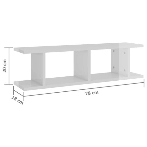Wall Shelves 2 pcs Engineered Wood – 78x18x20 cm, High Gloss White