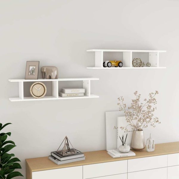 Wall Shelves 2 pcs Engineered Wood – 90x18x20 cm, White