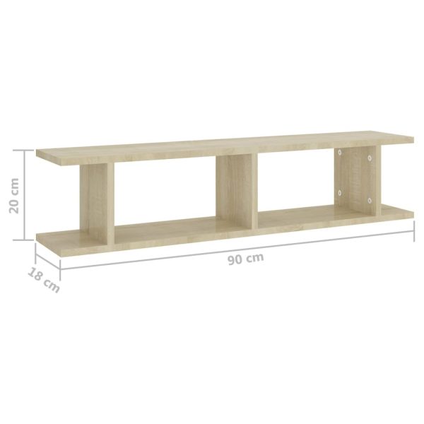 Wall Shelves 2 pcs Engineered Wood – 90x18x20 cm, Sonoma oak