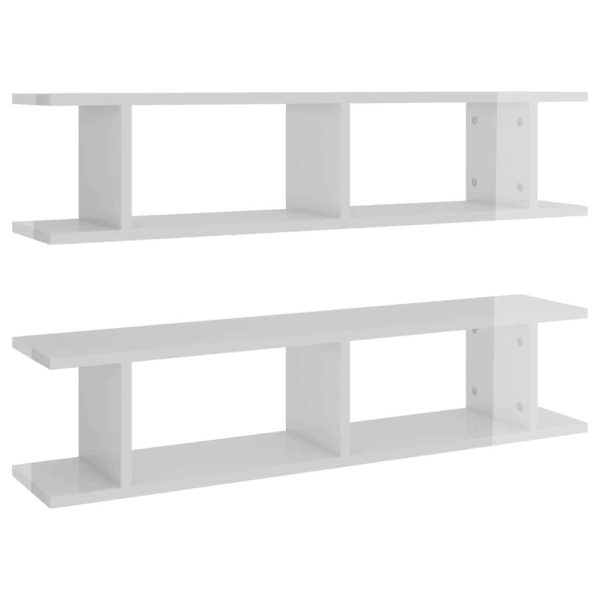 Wall Shelves 2 pcs Engineered Wood – 90x18x20 cm, High Gloss White