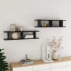 Wall Shelves 2 pcs Engineered Wood – 90x18x20 cm, High Gloss Black