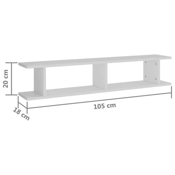 Wall Shelves 2 pcs Engineered Wood – 105x18x20 cm, White