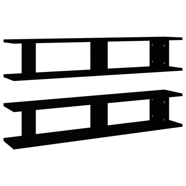 Wall Shelves 2 pcs Engineered Wood – 105x18x20 cm, Black