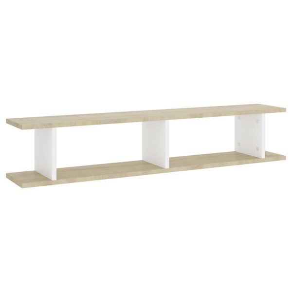 Wall Shelves 2 pcs Engineered Wood – 105x18x20 cm, White and Sonoma Oak