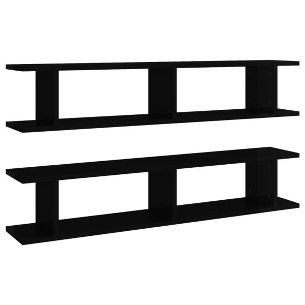 Wall Shelves 2 pcs Engineered Wood – 105x18x20 cm, High Gloss Grey