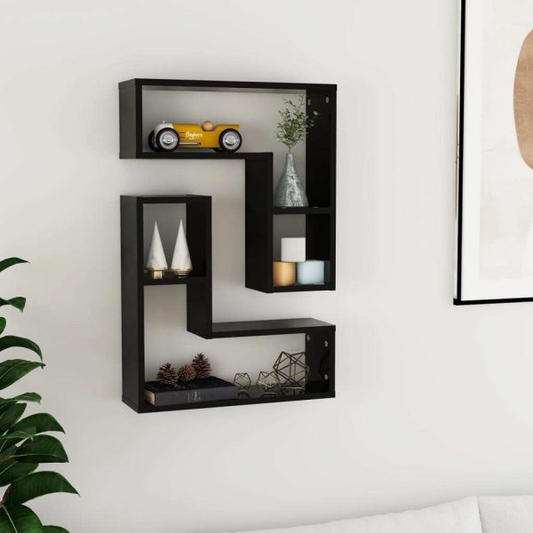 Wall Shelves 2 pcs 50x15x50 cm Engineered Wood – Black