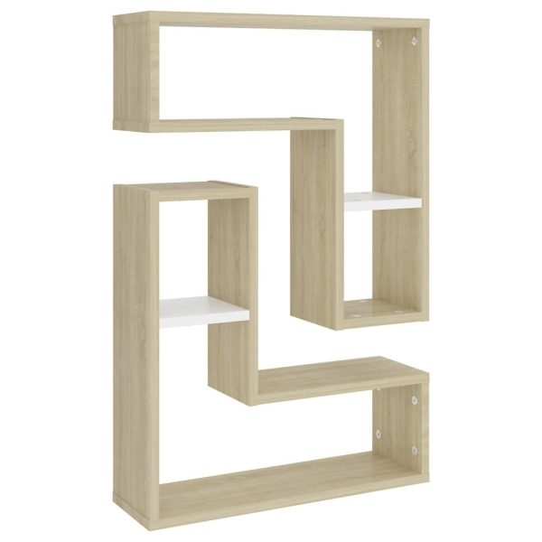 Wall Shelves 2 pcs 50x15x50 cm Engineered Wood – White and Sonoma Oak