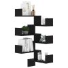 Wall Corner Shelf 40x40x50 cm Engineered Wood – Black, 2