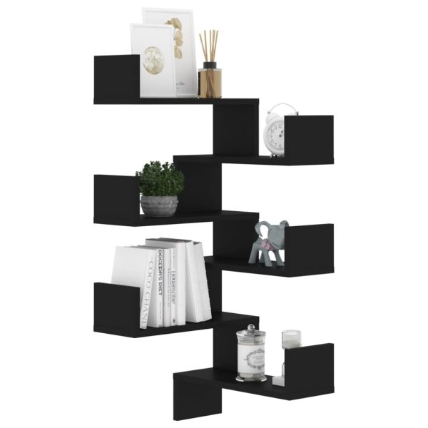 Wall Corner Shelf 40x40x50 cm Engineered Wood – Black, 2