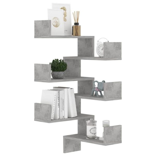 Wall Corner Shelf 40x40x50 cm Engineered Wood – Concrete Grey, 2