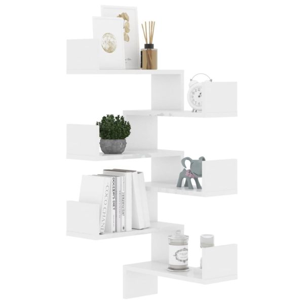 Wall Corner Shelf 40x40x50 cm Engineered Wood – High Gloss White, 2
