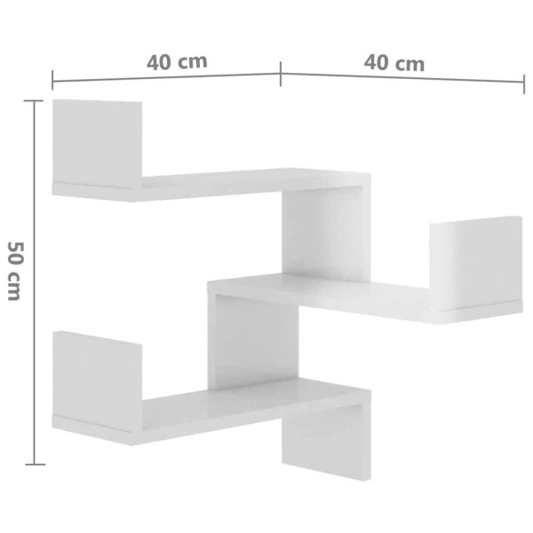 Wall Corner Shelf 40x40x50 cm Engineered Wood – High Gloss White, 2