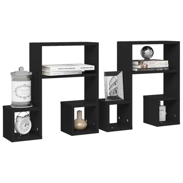 Wall Shelves 2 pcs 50x15x50 cm Engineered Wood – Black