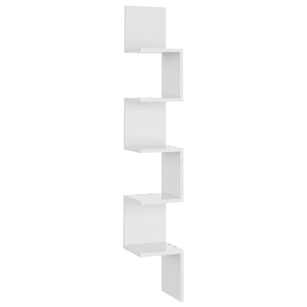 Wall Corner Shelf 20x20x127.5 cm Engineered Wood – High Gloss White