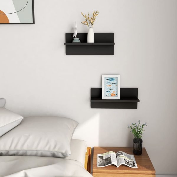 Wall Shelves 40×11.5×18 cm Engineered Wood – Black, 2