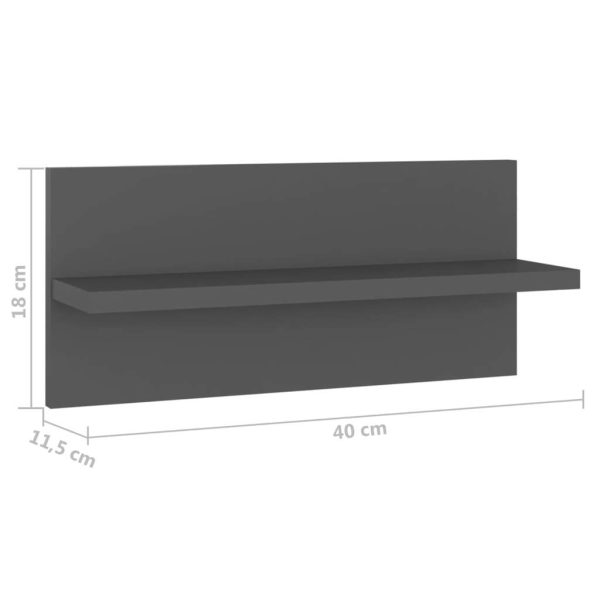 Wall Shelves 40×11.5×18 cm Engineered Wood – Grey, 2