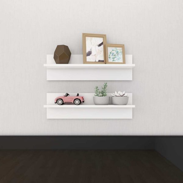 Wall Shelves 60×11.5×18 cm Engineered Wood – White, 2