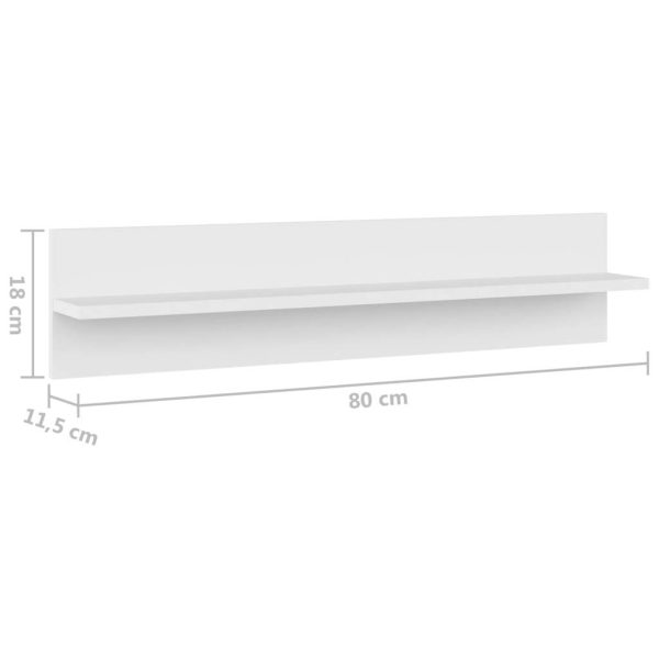 Wall Shelves 80×11.5×18 cm Engineered Wood – White, 2