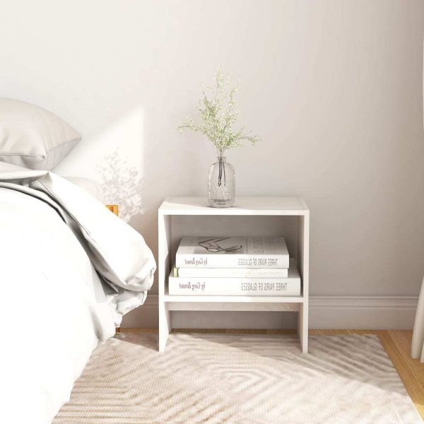 Brierley Bedside Cabinet 40×30.5×40 cm Solid Pinewood – White, 1