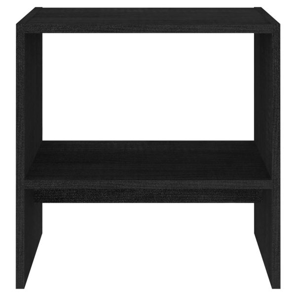 Brierley Bedside Cabinet 40×30.5×40 cm Solid Pinewood – Black, 2